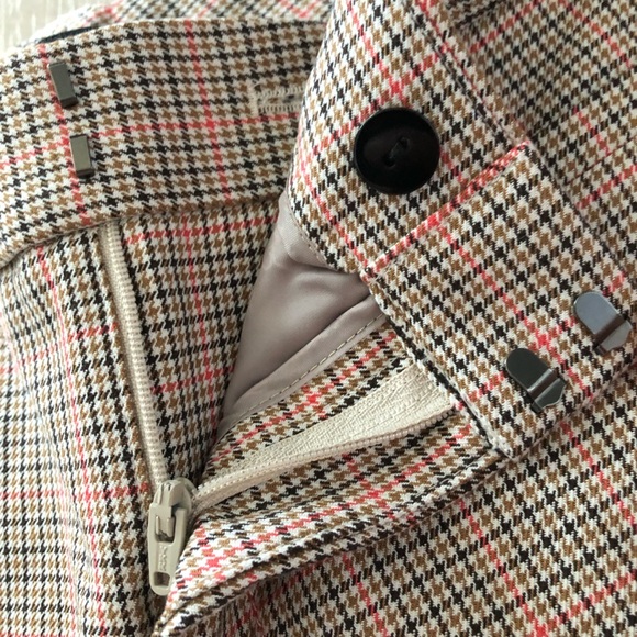 Banana Republic Sloan Houndstooth Cropped Pants in Beige & Orange Size 10S - Picture 5 of 11
